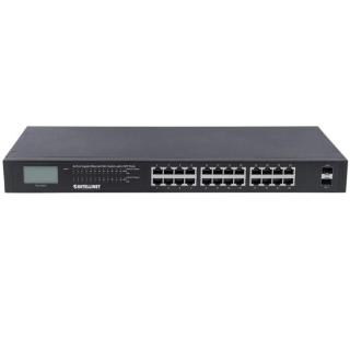 Switch Gigabit 24x RJ45 PoE+, 2x SFP, wyświetlacz LCD