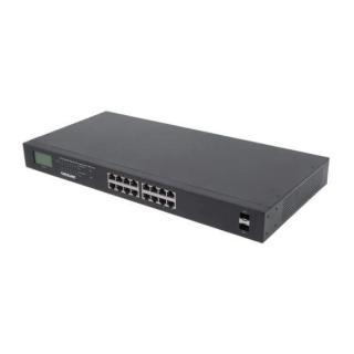 Przełącznik Gigabit 16x RJ45, POE+, 2x SFP, LCD, Rack 19