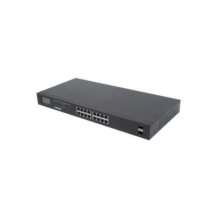 Przełącznik Gigabit 16x RJ45, POE+, 2x SFP, LCD, Rack 19