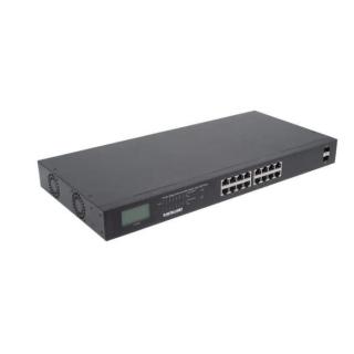 Przełącznik Gigabit 16x RJ45, POE+, 2x SFP, LCD, Rack 19