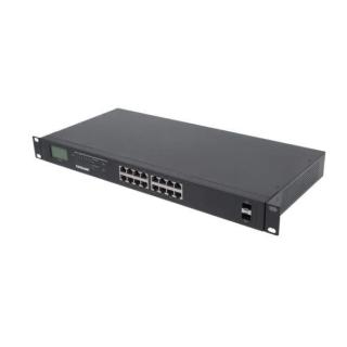 Przełącznik Gigabit 16x RJ45, POE+, 2x SFP, LCD, Rack 19