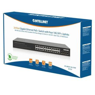 Przełącznik Gigabit 24x RJ45 PoE+, 4x SFP+ 10G Uplink