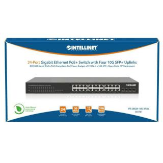 Przełącznik Gigabit 24x RJ45 PoE+, 4x SFP+ 10G Uplink