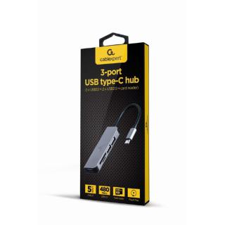 GEMBIRD 3-PORTOWY HUB USB TYPU C (USB 3.1 + USB 2.0) Z CZYTNIKIEM KART