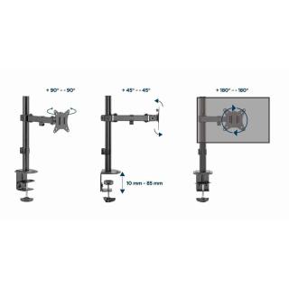 GEMBIRD BIURKOWE REGULOWANE RAMIĘ/UCHWYT NA MONITOR 17-32, VESA 100X100MM, DO 9 KG