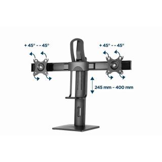 GEMBIRD STOJAK BIURKOWY NA DWA MONITORY Z REGULACJĄ WYSOKOŚCI 17-27, VESA 100X100MM, DO 6 KG