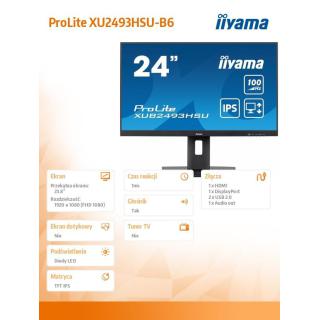 Monitor 23.8 cala XUB2493HSU-B6 IPS.HDMI.DP.2x2W.USBx2.SLIM.HAS(150mm)