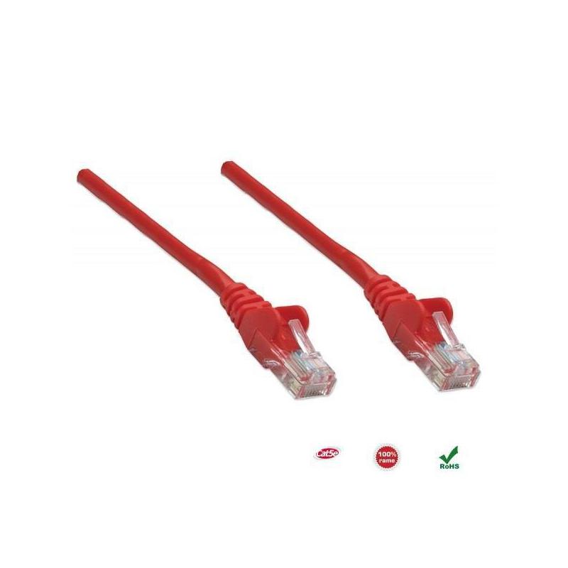 PatchCord 100% miedź Intellinet Cat.5e UTP, 0,5m, czerwony