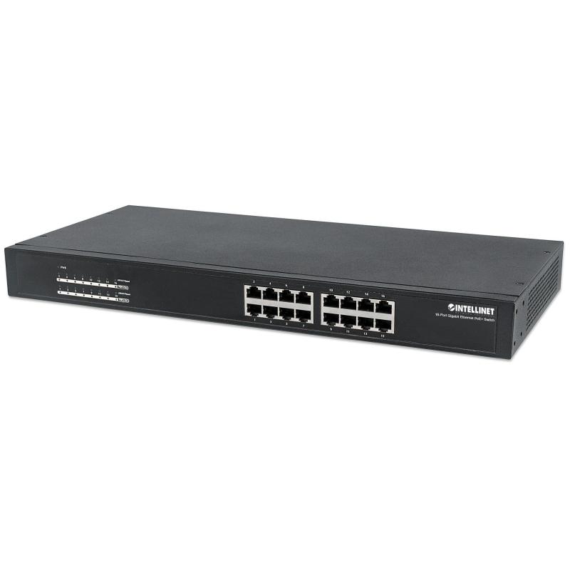 Switch niezarządzalny Intellinet 16x 10/100/1000 Mbps PoE+ 220W Rack 19"