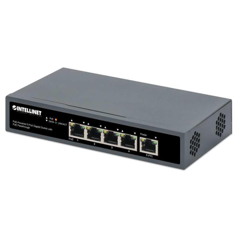 Switch niezarządzalny Intellinet 4x 10/100/1000 Mbps PoE 25W/65W + 1x PoE PD 95W