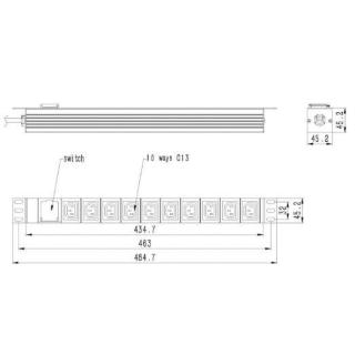 Listwa zasilająca rack PDU 10xC13 1U 16A C19 2m