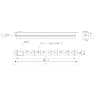 Listwa zasilająca rack PDU 9xFR 1U 16A FR 2m