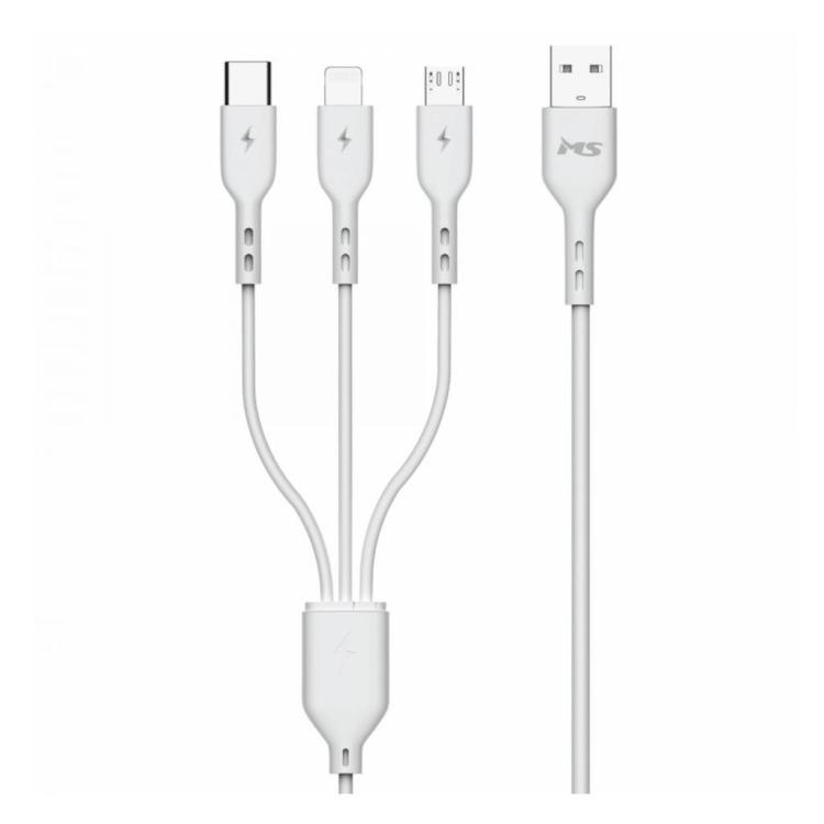 Kabel MS M-ACML1100W 3in1 USB-AM - USB-C/Micro/LIGHT 1.0m Biały