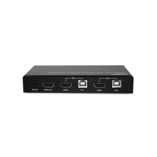 Przełącznik KVM LINDY 2-portowy HDMI 4K60, USB 2.0 & Audio Black