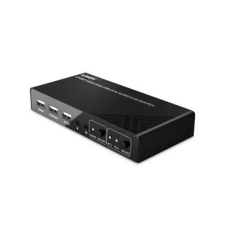 Przełącznik KVM LINDY 2-portowy HDMI 4K60, USB 2.0 & Audio Black