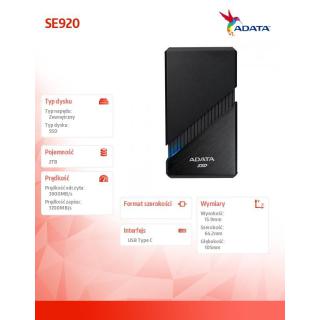 Dysk zewnętrzny SSD External SE920 2TB USB4C 3800/3700 MB/s czarny