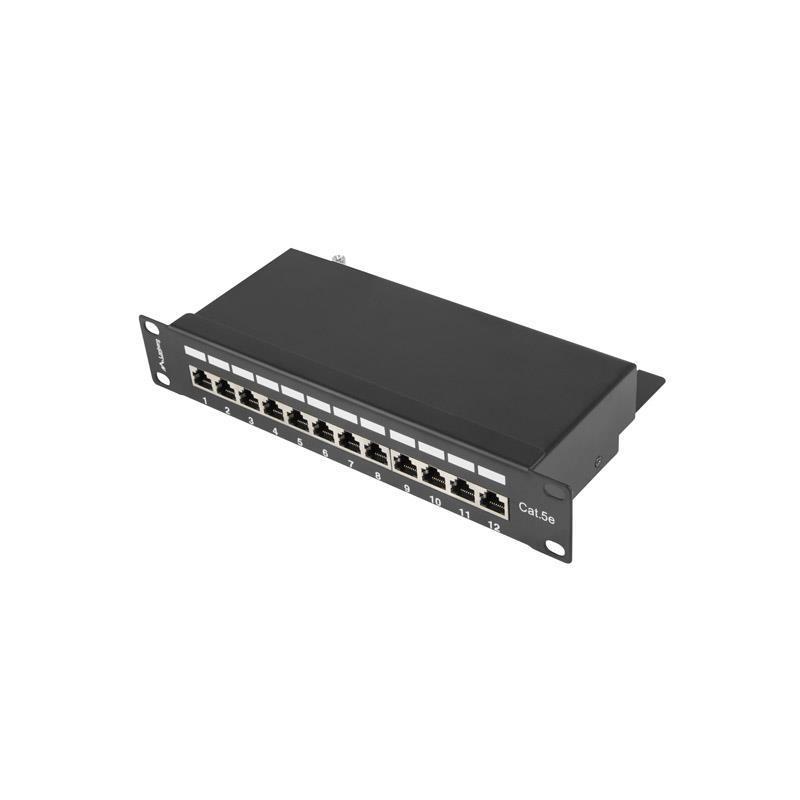 Patch panel Lanberg PPF5-9012-B 12 port 1U 10" kat.5e ekranowany czarny