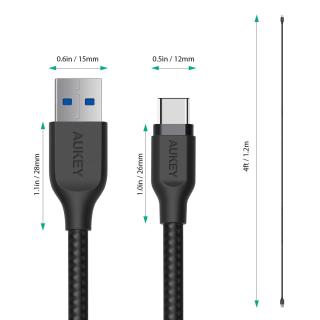 Kabel USB Aukey CB-AC1 BK USB-A - USB-C 5Gbps, QC 3.0, 1,2m