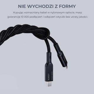 Kabel USB-C Aukey CB-MCC102 BK PD 100W, 1,8m, m/m, led