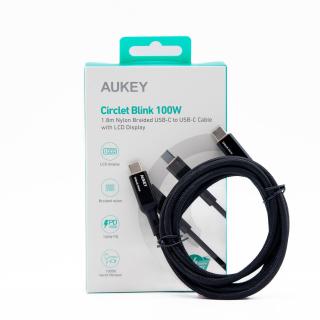 Kabel USB-C Aukey CB-MCC102 BK PD 100W, 1,8m, m/m, led