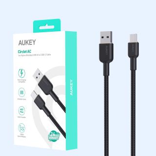 Kabel USB Aukey CB-NAC1 BK USB-A - USB-C, PD 60W, 1m, m/m