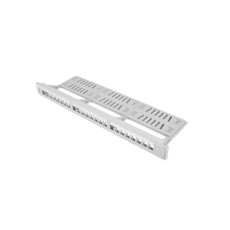 Patch panel pusty Lanberg PPKS-1124-S 24 port 1U 19" z organizerem do modułów keystone szary