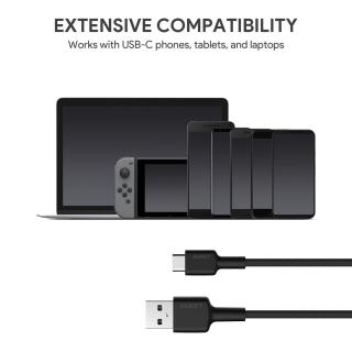 Kabel USB Aukey CB-CD30 BK USB-A - USB-C, QC, 0,9 m