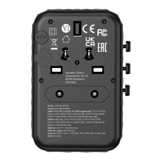 Adapter podróżny Verbatim UTA-05 GaN III globalny-globalny 2xUSB 2xUSB-C PD QC 4+