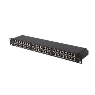 Patch panel Lanberg PPS6-1048-B 48 port 1U 19" kat.6 FTP ekranowany czarny