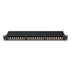 Patch panel Lanberg 24 port 1U kat.6A ekranowany czarny