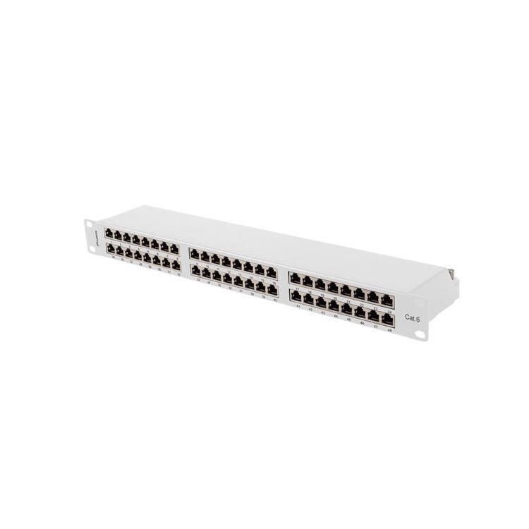 Patch panel Lanberg PPS6-1048-S 48 port 1U 19" kat.6 FTP ekranowany szary