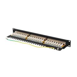 Patch panel Lanberg 24 port 1U kat.6A ekranowany czarny