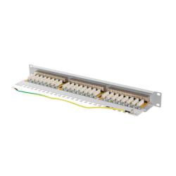 Patch panel Lanberg 24 port 1U kat.6A ekranowany szary