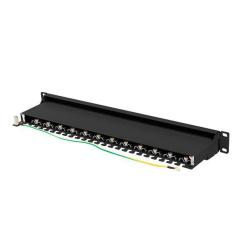 Patch panel Lanberg 24 port 1U kat.7 ekranowany czarny