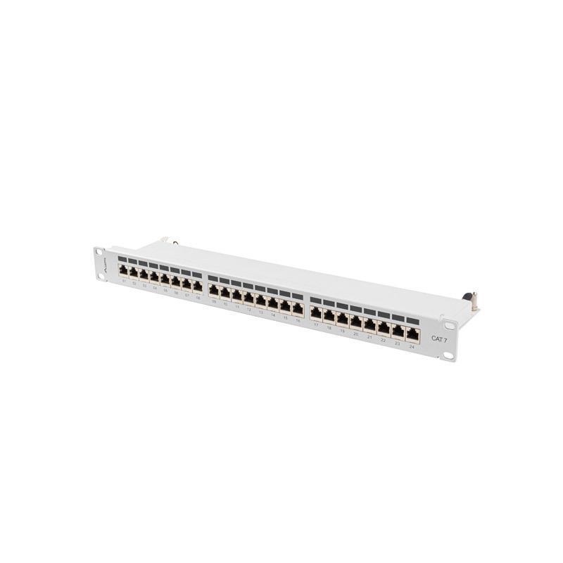 Patch panel Lanberg 24 port 1U kat.7 ekranowany szary