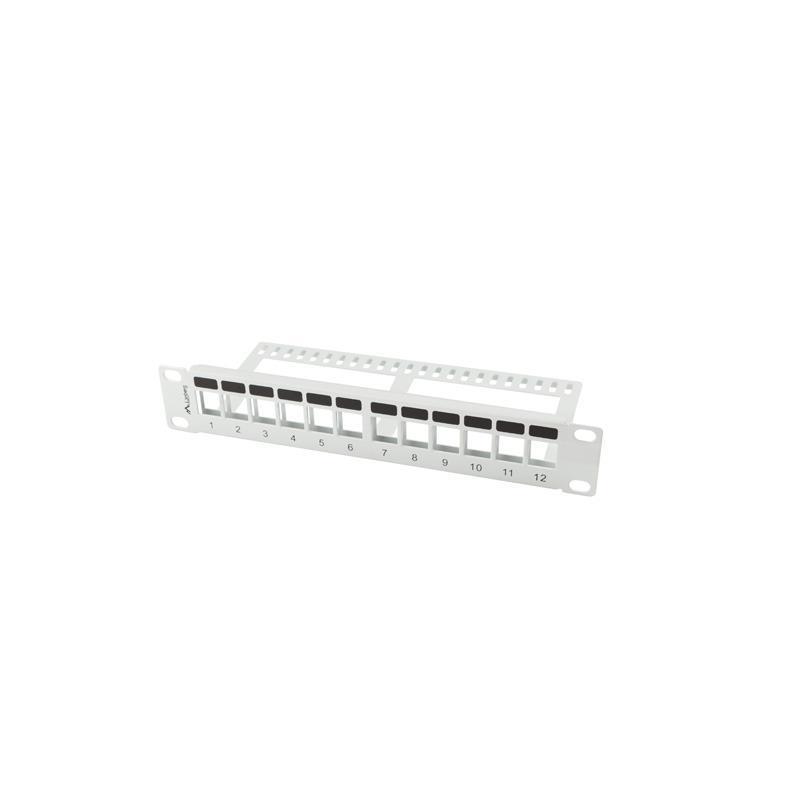 Patch panel pusty Lanberg 12 port 1U 10" z organizerem do modułów keystone szary