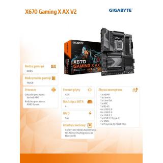 Płyta główna X670 Gaming X AX V2 AM5 4DDR5 HDMI M.2 ATX