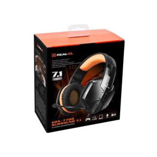 Słuchawki gamingowe REAL-EL GDX-7700 SURROUND 7.1 (black-orange, z wbudowanym mikrofonem)