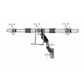 GEMBIRD ŚCIENNE REGULOWANE RAMIĘ/UCHWYT NA 3 MONITORY 17-27, VESA 100X100MM, DO 6 KG