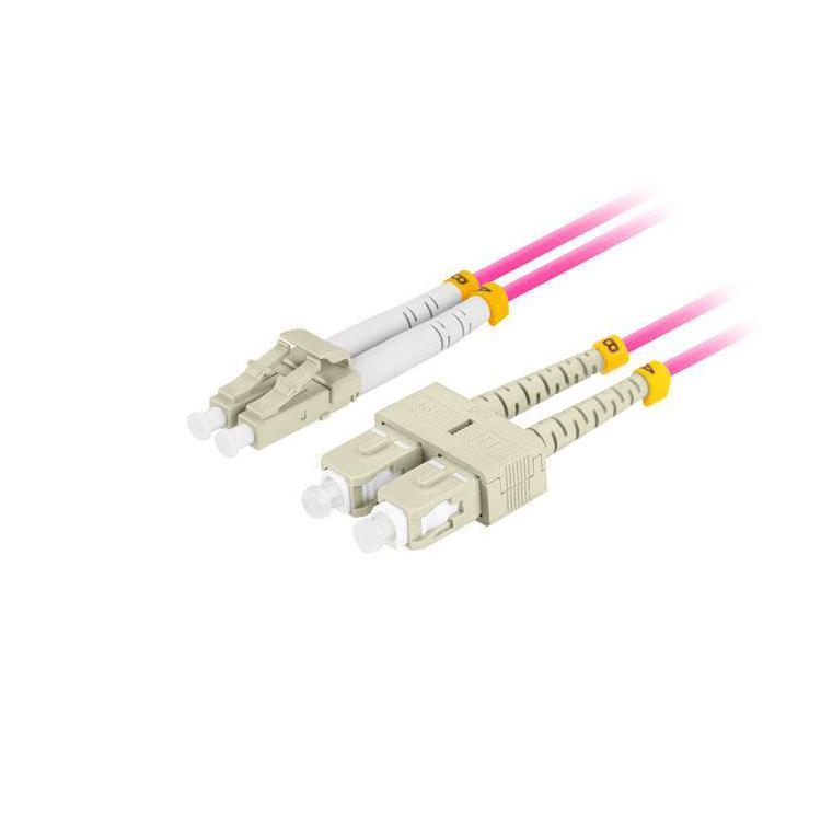 Patchcord światłowodowy Lanberg MM LC/UPC-SC/UPC DUPLEX 3.0MM OM4 50/125 LSZH 0.5m fioletowy