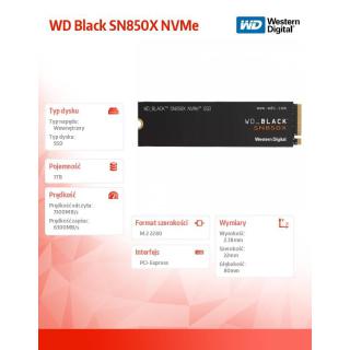 Dysk SSD WD Black 1TB SN850X NVMe M.2 PCIe Gen4 2280