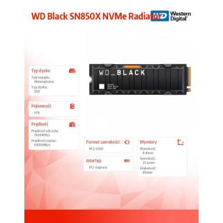 Dysk SSD WD Black 1TB SN850X NVMe M.2 PCIe Radiator