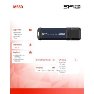 Dysk zewnętrzny SSD MS60 500GB USB 3.2 600/500MB/s