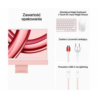 iMac 24 cale: M3 8/10, 8GB, 256GB SSD - Różowy