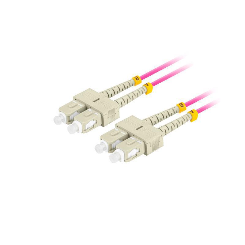 Patchcord światłowodowy Lanberg MM SC/UPC-SC/UPC DUPLEX 3.0mm OM4 50/125 LSZH 1m fioletowy