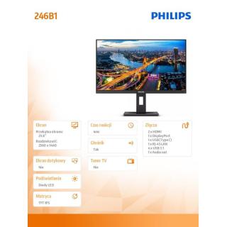 Monitor 23.8 cali 246B1 IPS HDMIx2 DP USB-C Pivot