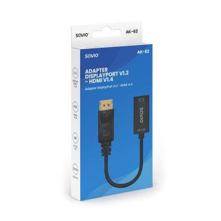 Kabel adapter SAVIO AK-62 DisplayPort (M) v1.2 - HDMI A (F) v1.4, 4K