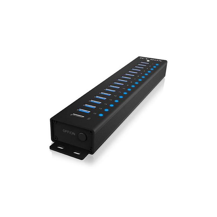 Hub IB-HUB1717 16+1 port USB HUB, 16x USB + 1x USB do ładowania, USB 3.2 Gen 1, 96 Watt zasilacz