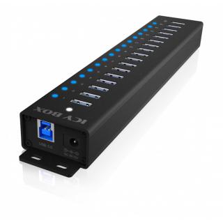 Hub IB-HUB1717 16+1 port USB HUB, 16x USB + 1x USB do ładowania, USB 3.2 Gen 1, 96 Watt zasilacz