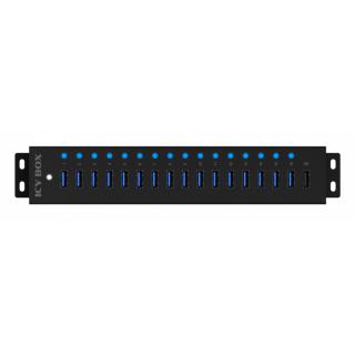 Hub IB-HUB1717 16+1 port USB HUB, 16x USB + 1x USB do ładowania, USB 3.2 Gen 1, 96 Watt zasilacz